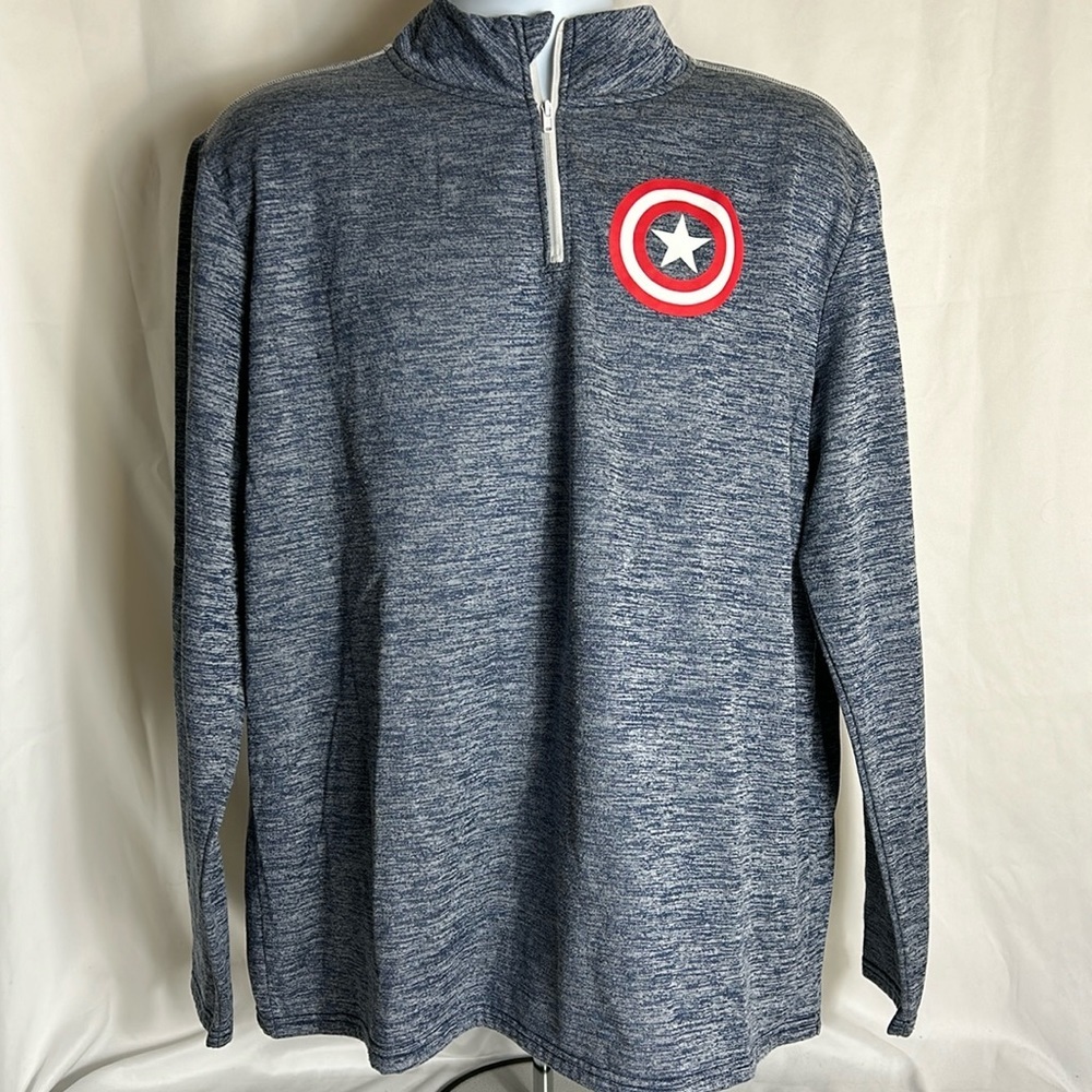 Marvel Captain America Men's Size XL Logo Shield Front Quarter Zip Sweatshirt